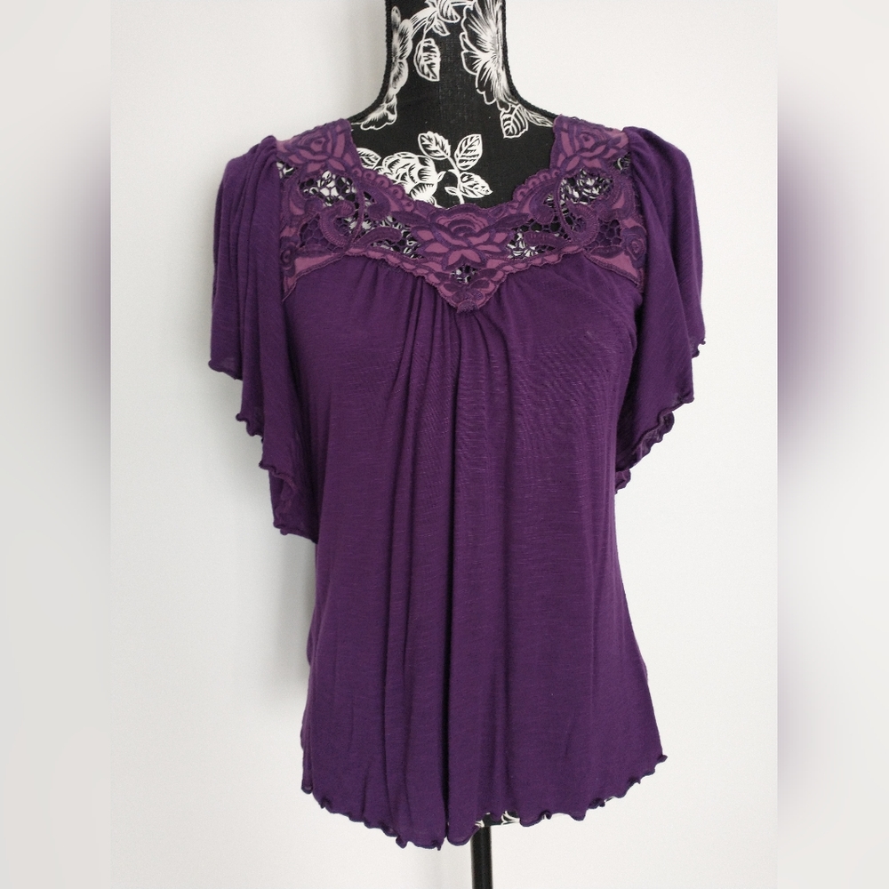 H.I.P. Purple Cutout Short Sleeve Top